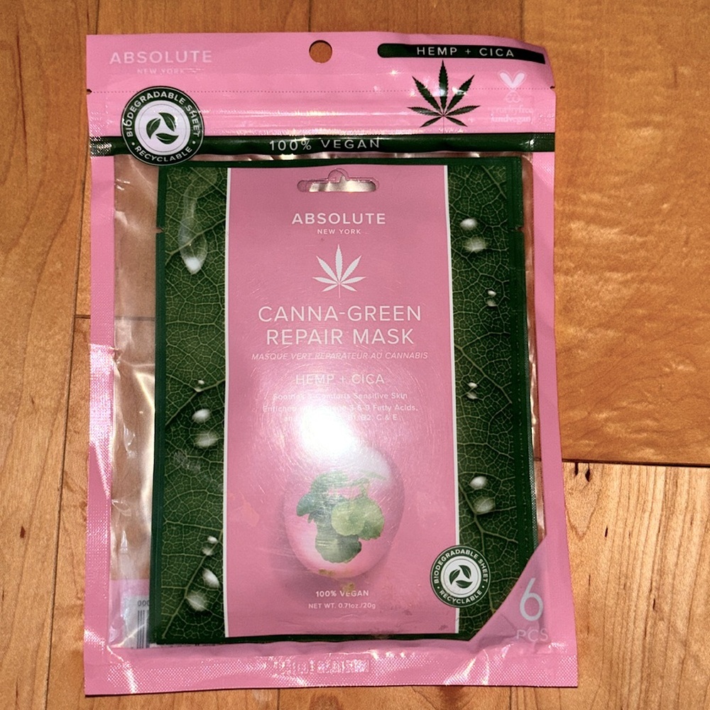 Absolute CANNA GREEN REPAIR MASK  (HEMP + CICA) 6 Pcs